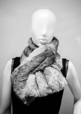 Elegant mannequin dolly presenting clothes scarf 