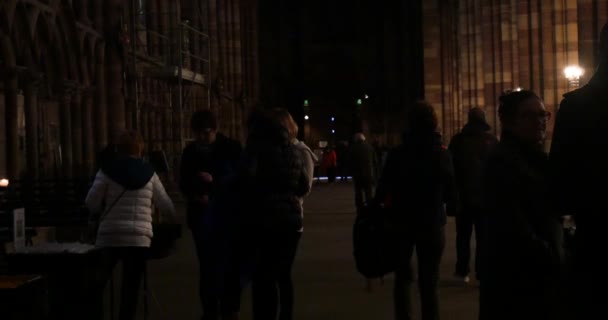 İnsanlar içinde Cathedrale Notre-Dame, Strasbourg, Fransa — Stok video