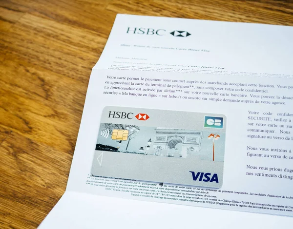 New HSBC Visa banking card reception mail welcome — Stock Photo, Image