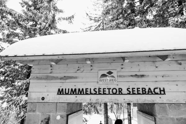 Seebach Mummelseetor cancello in inverno, Germania Montagne — Foto Stock