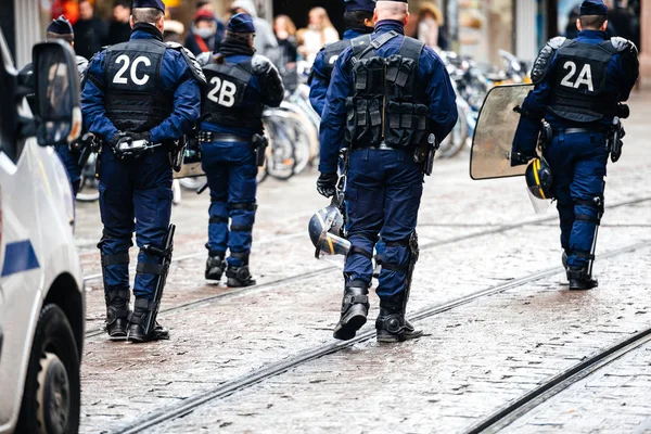 Protesto de vigilância policial na França na rua — Fotografia de Stock