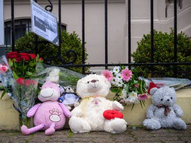 Russian Consulate Embassy mourning of victims of fire at Zimnyay clipart