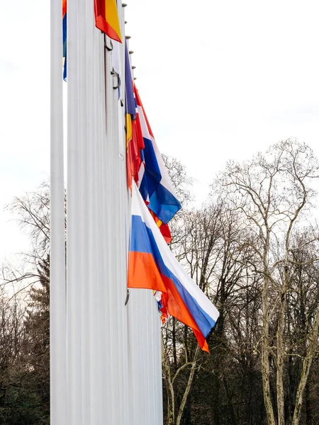 Flag of Russia flying half-mast at Council of Europe building