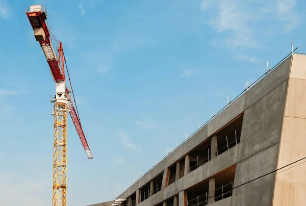 Big Crane Construction Site Modern School France — Stock Photo, Image