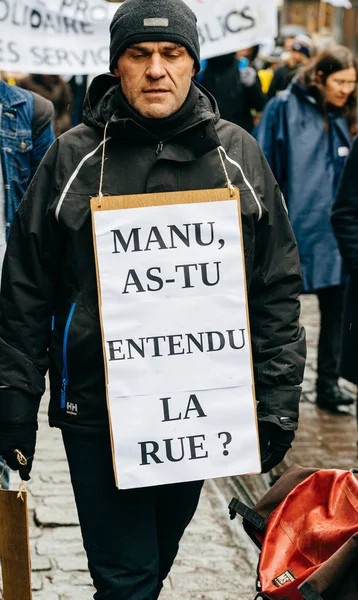 Protest proti Macron francouzská vláda sérii reforem — Stock fotografie