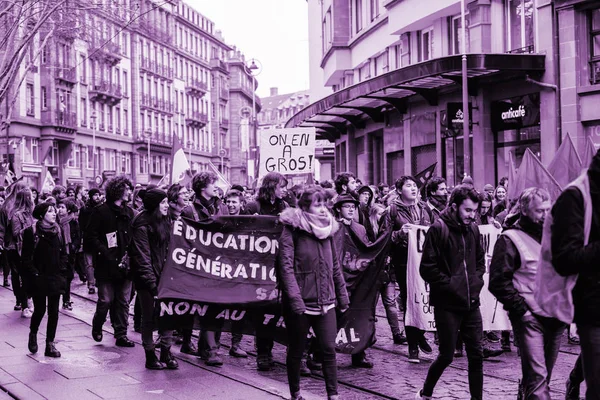 Protesto Macron Governo francês série de reformas — Fotografia de Stock