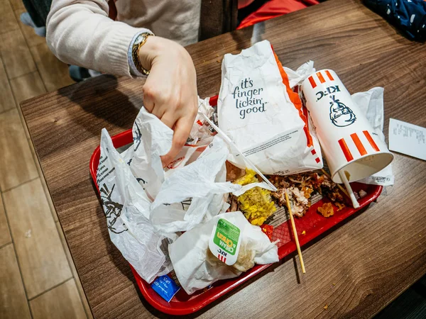 KFC Kentucky Fried Chicken food waste after copious meal — Stock Photo, Image