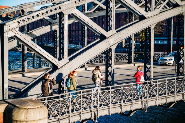 City sightseeing da ponte de Brooksbrucke Hamburgo — Fotografia de Stock