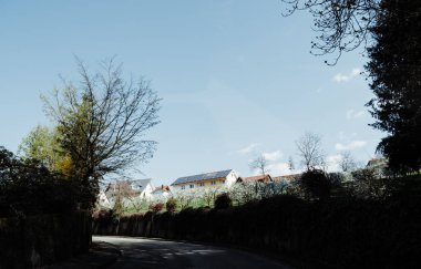 View from the street of multiple large houses