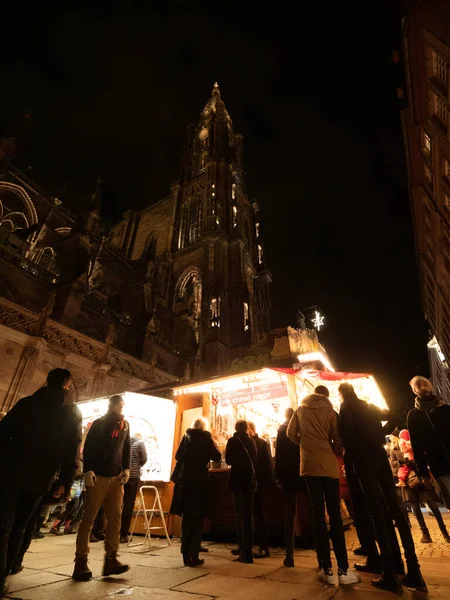 Strasbourg France Dec 2018 Low Angle View Large Group People — стокове фото