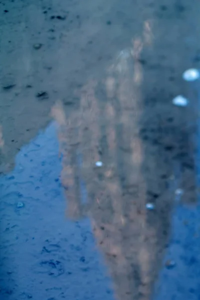 Abstract Reflection Water Puddle Cobblestone Street Notre Dame Strasbourg Cathedral — Stock Photo, Image