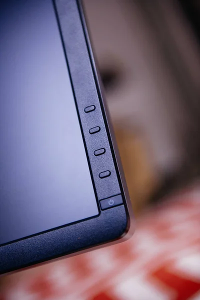 Modern buttons on the computer PC oled IPS monitor display with four operating buttons — 스톡 사진