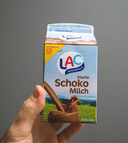 background package of Lac Lactosefrei Schoko Milch milk without lactose