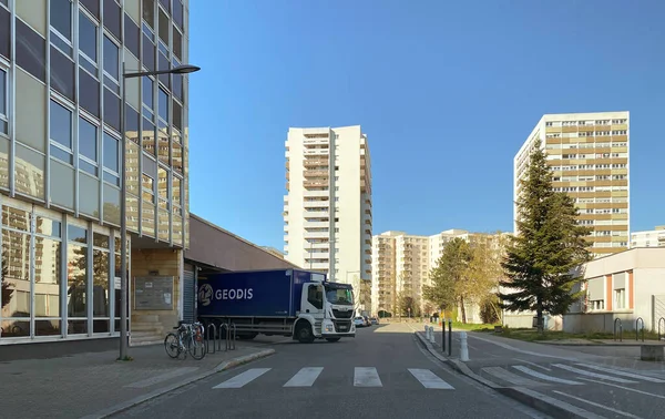 Straßburg Frankreich März 2020 Geodis Lastkraftwagen Beim Entladen Von Lebensmitteln — Stockfoto