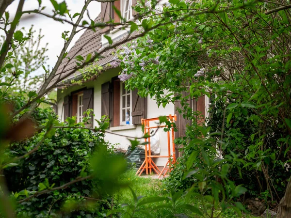 View Garden Old Beautiful French House Construction Orange Trestles Entrance — Stock Photo, Image