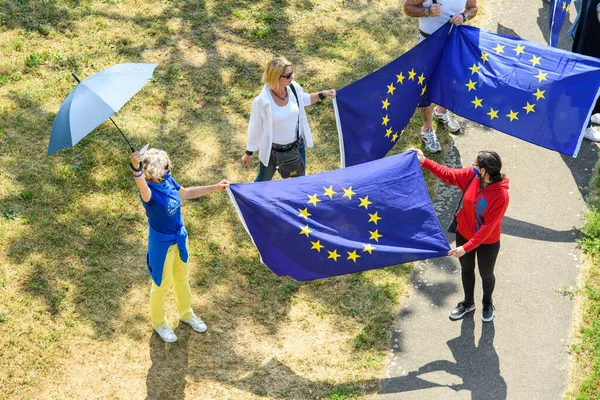 Dimostrazione Germania riapertura delle frontiere a causa della chiusura di Coronavirus — Foto Stock