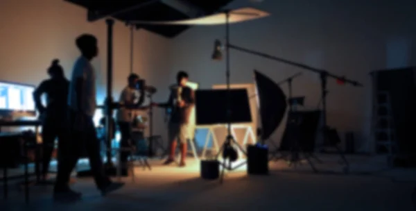 Blurred of production team shooting some video movie. — Stock Photo, Image
