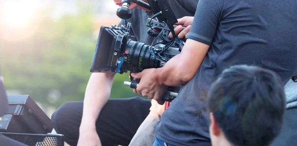 Imagen borrosa de rodaje de películas y destello de luz . — Foto de Stock