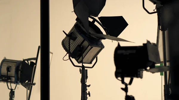 Big studio flash light on tripod and soft box — Stock Photo, Image