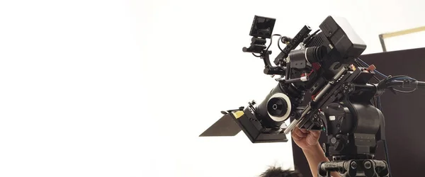 Belakang Tim Produksi Film Dan Kamera Video Dan Peralatan Studio — Stok Foto