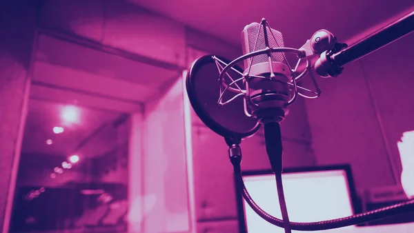 Studio Enregistrement Production Sonore Avec Microphone Support Choc Filtre Pop — Photo