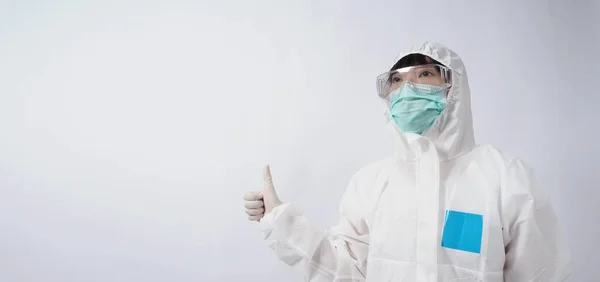 Images Grand Angle Médecin Asiatique Costume Epi Équipement Protection Individuelle — Photo