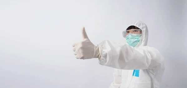 Images Grand Angle Médecin Asiatique Costume Epi Équipement Protection Individuelle — Photo