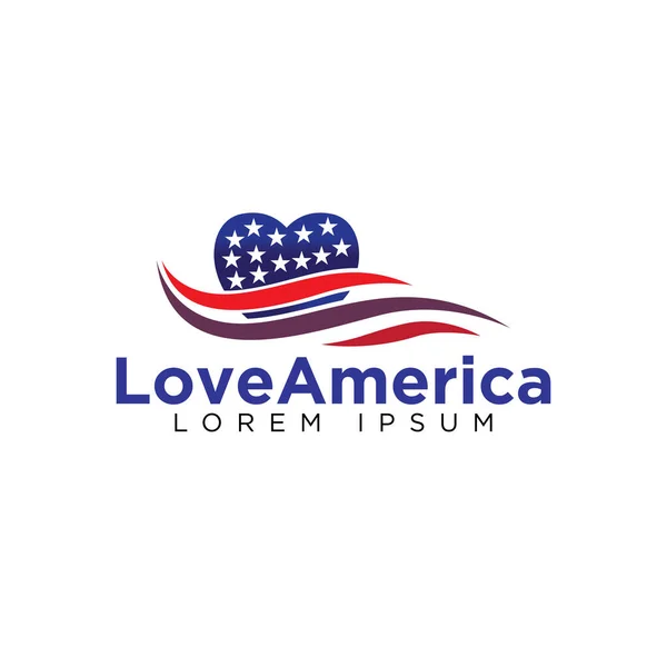 American Love heart Logo vector — Stockový vektor