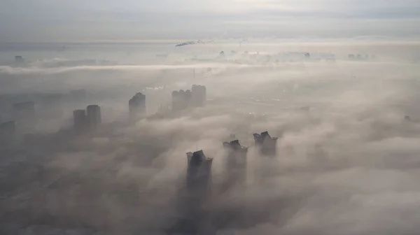 Foto aérea de la ciudad con Kiev Ucrania no tripulada —  Fotos de Stock