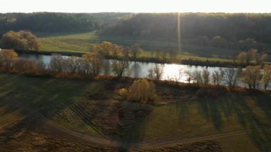 Bir doğa parkında güneşli bir sonbahar günü.