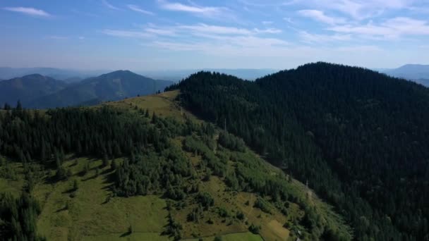 Karpat Dağları 'nın havadan görünüşü, Karpat Dağları güneşli gün — Stok video