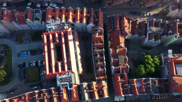 Aerial View of Gdansk, Old Town, Stare Miasto, Stara Motlawa, Strefa Historyczna, Wolne Miasto, Πολωνία — Αρχείο Βίντεο