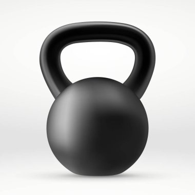 Gerçekçi siyah kettlebell.