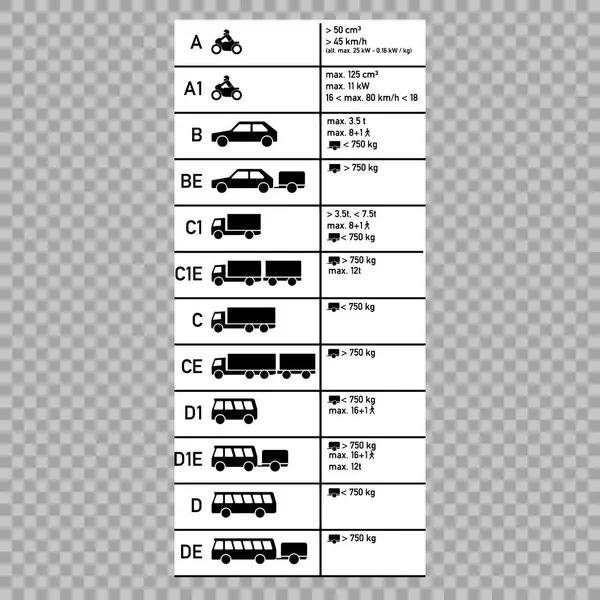 Führerscheinsymbole — Stockvektor