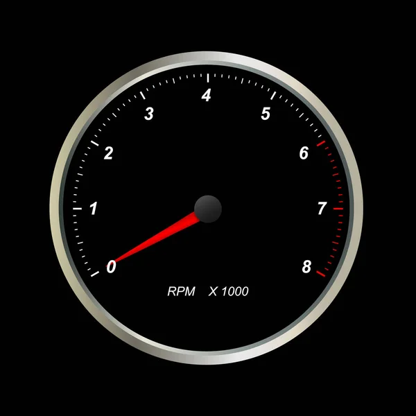 Tachometer on black background — Stock Vector