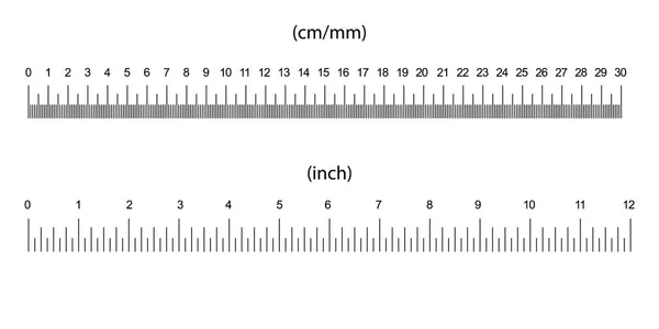 Größenindikatoren für Lineale — Stockvektor