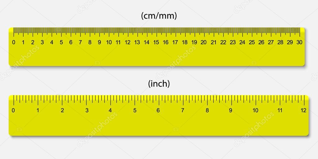 rulers, marked in centimeters and inches