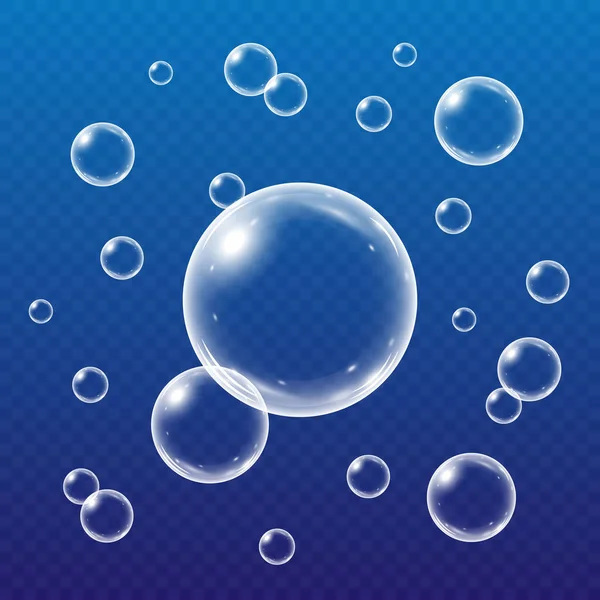 Realistické vodní bubliny izolované — Stockový vektor
