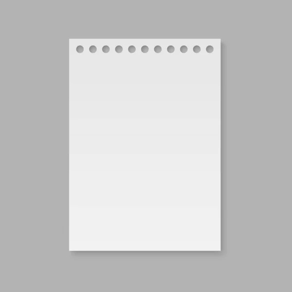 Página de papel de notebook realista — Vetor de Stock