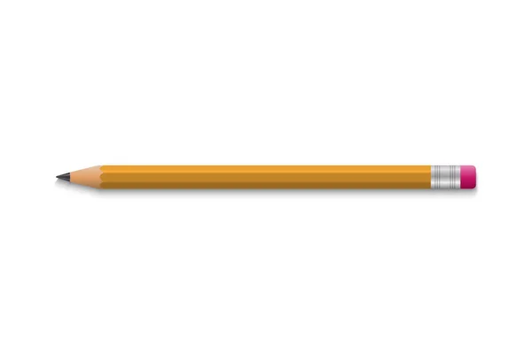 Realistic school pencil  with rubber — Stock Vector