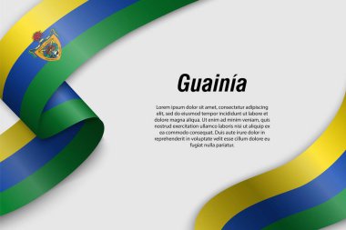 Waving ribbon or banner with flag Department of Colombia clipart