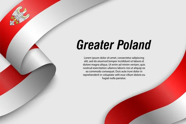 Zwaaiend lint of spandoek met vlag Provincie Polen — Stockvector