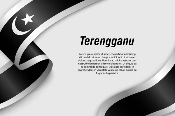 Wstążka machająca lub sztandar z państwem bandery Malezji — Wektor stockowy
