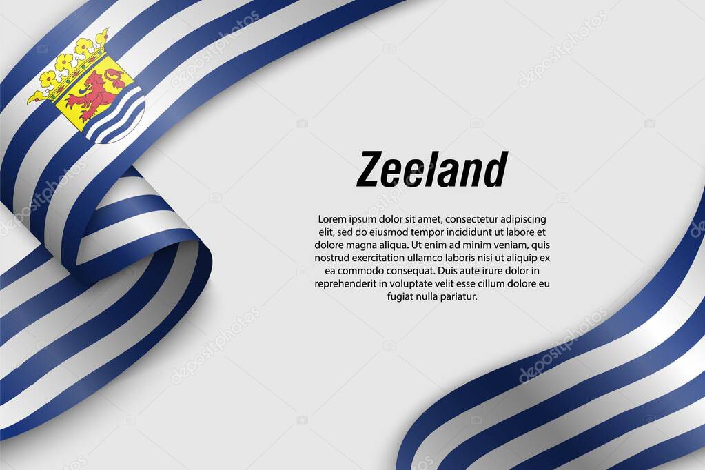Waving ribbon or banner with flag Province of Netherlands