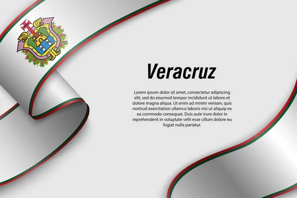Nastro sventolante o banner con bandiera Stato del Messico — Vettoriale Stock
