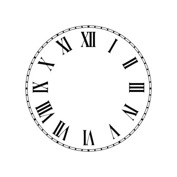 Horloge visage avec chiffres romains — Image vectorielle