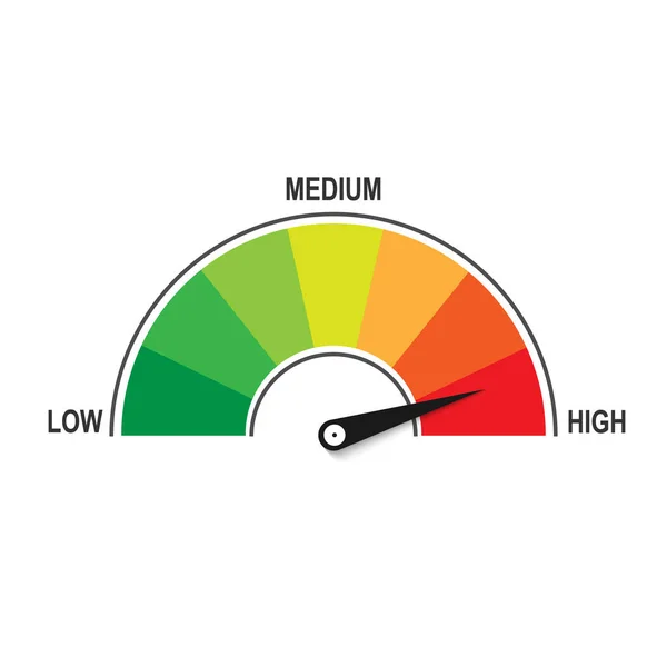 Risk icon on speedometer. High risk meter. Vector stock illustration. — Stock Vector © appleboy