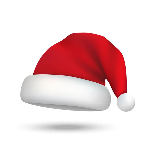 Realistische Weihnachtsmann Hut isoliert — Stockvektor