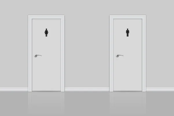 Puertas de inodoro para hombre y mujer . — Vector de stock