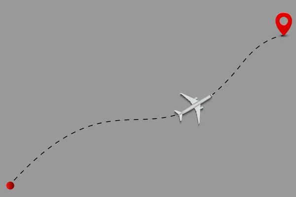 Ruta del avión líneas punteadas . — Vector de stock